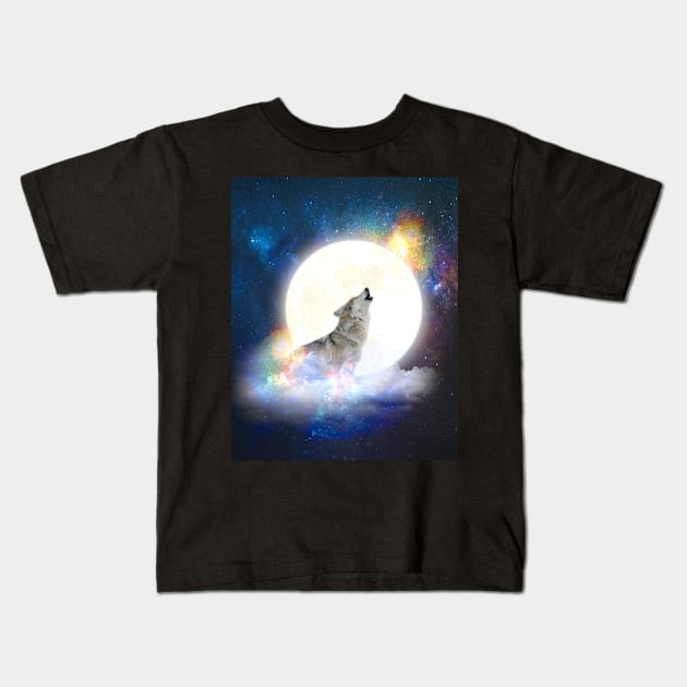 Wolf Power Animal Kids T-Shirt by Bluepress